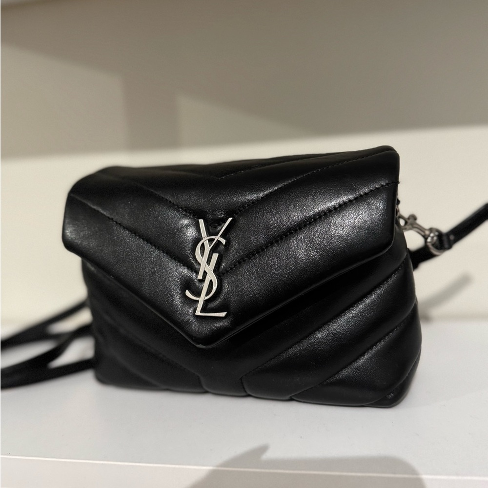 Yves Saint Laurent Black Chevron Crossbody Bag
